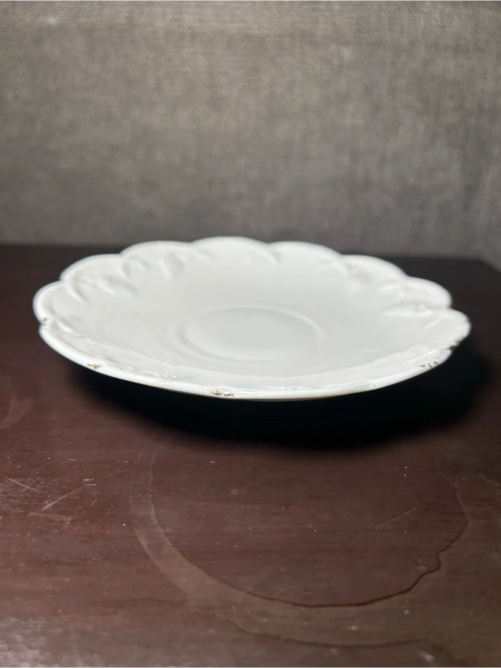 White Scalloped Edge Ceramic Salad Plate
